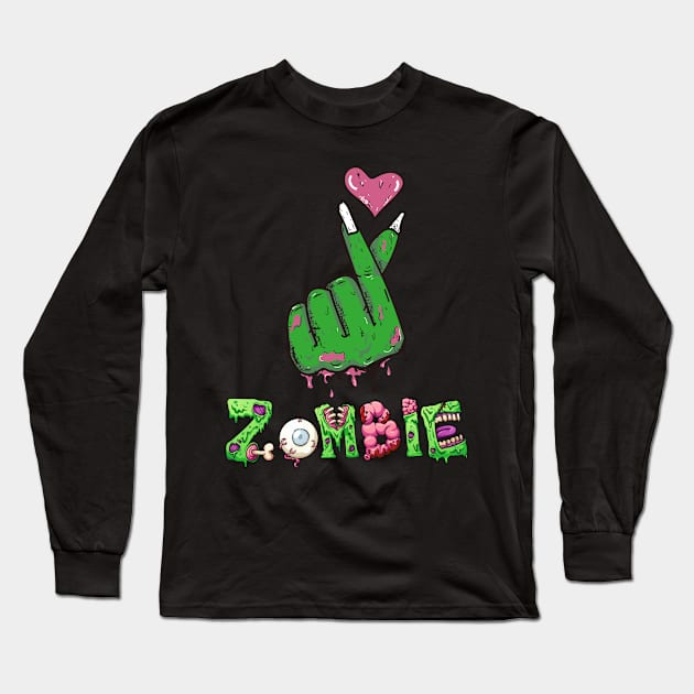 Zombie Kpop Heart Long Sleeve T-Shirt by MZeeDesigns